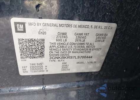 2020 Chevrolet Blazer Awd Rs from USA, damaged, VIN 3GNKBKRS7LS700444